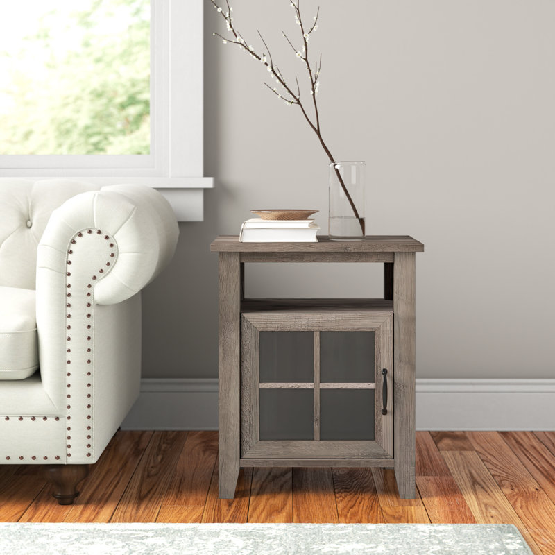 Lark Manor End Table with Glass Door Storage & Reviews Wayfair